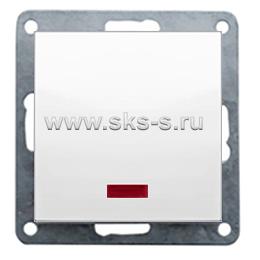 Переключатель 1-кл., на 2 направления, c индикатором (схема 6L) 16 A, 250 B (белый) LK80