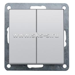 Переключатель 2-кл., с двух мест (схема 6+6) 16 A, 250 B (серебристый металлик) LK80