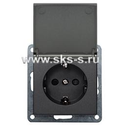 Розетка  с з/к, шторками и крышкой (черный бархат) LK80