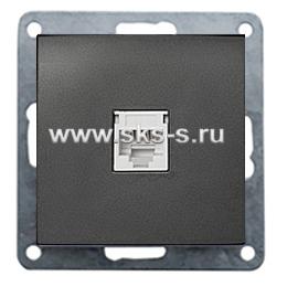 Розетка телефонная RJ-11 с накладкой (черный бархат) LK80