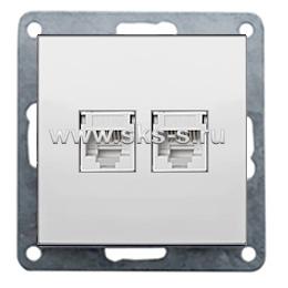 Розетка двойная компьютерная 2хRJ-45 кат.5е с накладкой (белый) LK80