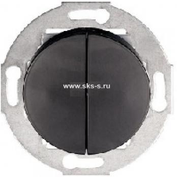 Переключатель двухклавишный с двух мест (схема 6+6) 10 A, 250 B (черный) Vintage