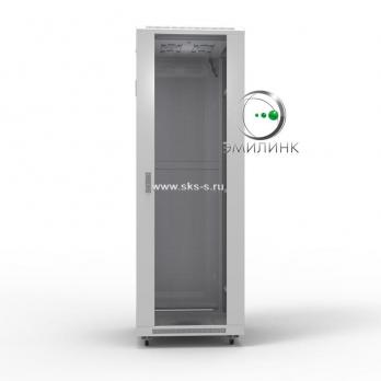 19" напольный шкаф ПРЕМИУМ 37U 600х800 мм, передняя дверь стекло / металл, регулируемые опоры, цвет серый
