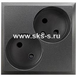 Розетка двойная  без з/к, со шторками (черный бархат) LK60