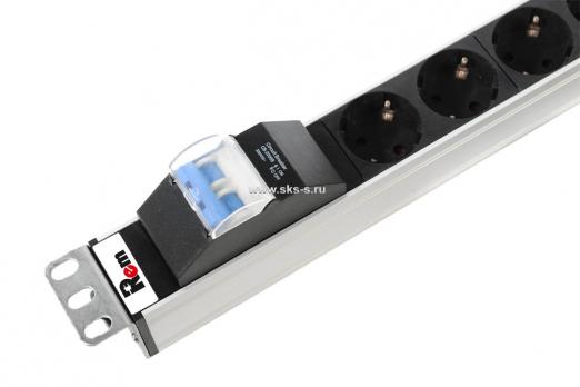 Вертикальный блок розеток Rem-16 с авт. 16 А, 10 Schuko, 10 IEC 60320 C19, 16 A, алюм.,33-38U, колод