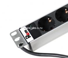 Вертикальный блок розеток Rem-16 с инд., 25 Schuko, 16 A, алюм., 42-48U, шнур 3 м
