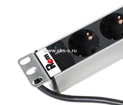Вертикальный блок розеток Rem-16 с инд., 25 Schuko, 16 A, алюм., 42-48U, шнур 3 м