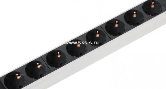 Вертикальный блок розеток Rem-16 с инд., 25 Schuko, 16 A, алюм., 42-48U, шнур 3 м