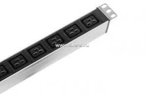 Вертикальный блок розеток Rem-16 с авт. 16 A, 15 Schuko, 10 IEC 60320 C19, 16 A, алюм., 42-48U, коло