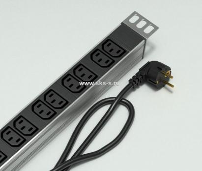 Вертикальный блок розеток Rem-16 с фил. и инд., 25 IEC 60320 C13, 16 А, алюм., 42-48U, шнур 3 м