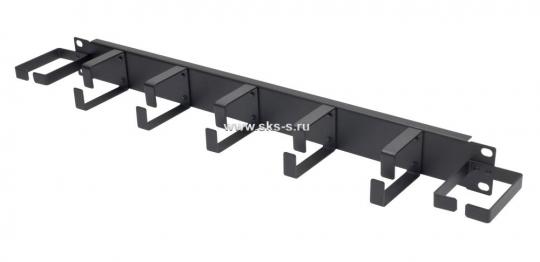 Организатор кабельный 19”, 1U, 7 колец, металл, цв. черн.