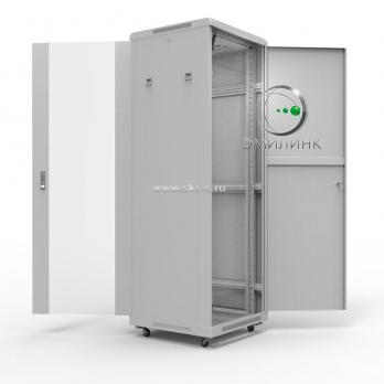 19" напольный шкаф ПРЕМИУМ 27U 600х800 мм, передняя дверь стекло / металл, регулируемые опоры, цвет серый