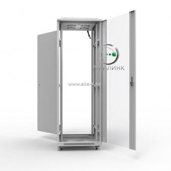 19" напольный шкаф ПРЕМИУМ 27U 600х800 мм, передняя дверь стекло / металл, регулируемые опоры, цвет серый