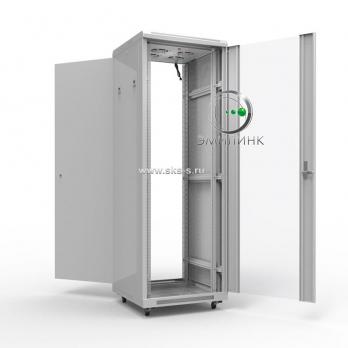 19" напольный шкаф ПРЕМИУМ 27U 600х800 мм, передняя дверь стекло / металл, регулируемые опоры, цвет серый