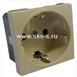 Розетка с з/к, со шторками (бежевый) LK45