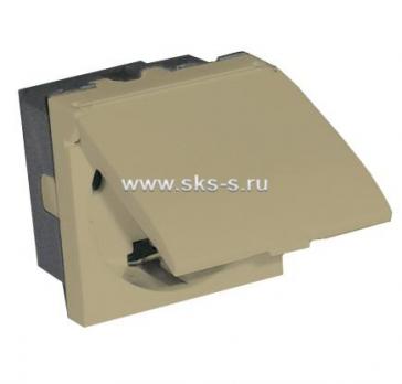Розетка с з/к, шторками и крышкой (бежевый) LK45