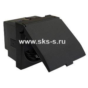 Розетка с з/к, шторками и крышкой (черный бархат) LK45