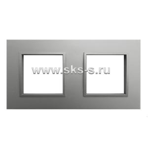 Рамка 2-постовая из натурального анодированного алюминия LK45