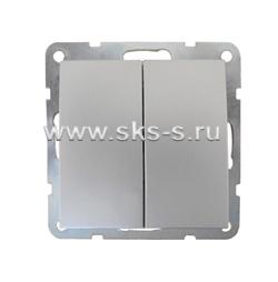 Переключатель 2-кл., с двух мест (схема 6+6) 16 A, 250 B (серебристый металлик) LK60