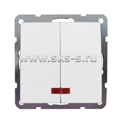 Выключатель 2-кл., с индикаторами (схема 5L) 16 A, 250 B (белый) LK60