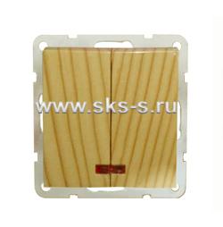 Выключатель 2-кл., с индикаторами (схема 5L) 16 A, 250 B (сосна) LK60