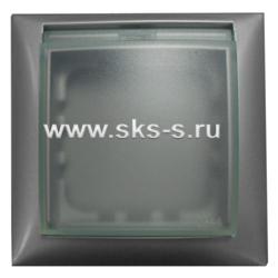 Рамка универсальная защитная с крышкой для выключателей и розеток  (сереб. металлик)