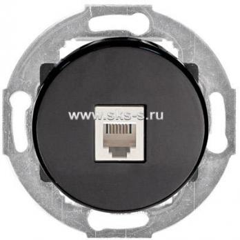Розетка телефонная RJ-12 с накладкой (черный) Vintage