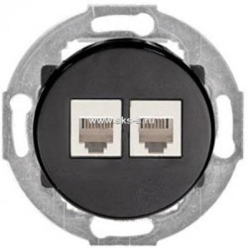 Розетка компьютерная  2хRJ-45 кат. 6 с накладкой (черный) Vintage